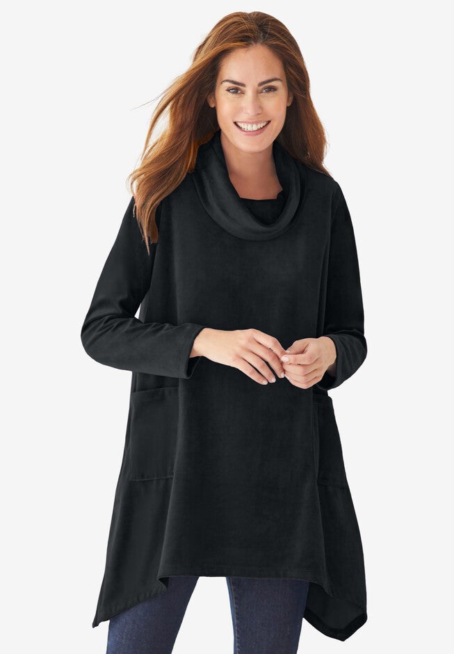 Velour Cowl Neck Pocket Tunic Fullbeauty Outlet