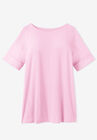 Perfect Cuffed Elbow-Sleeve Boat-Neck Tee, , alternate image number null