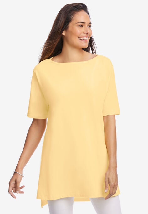 Perfect Short-Sleeve Boatneck Tunic, , alternate image number null