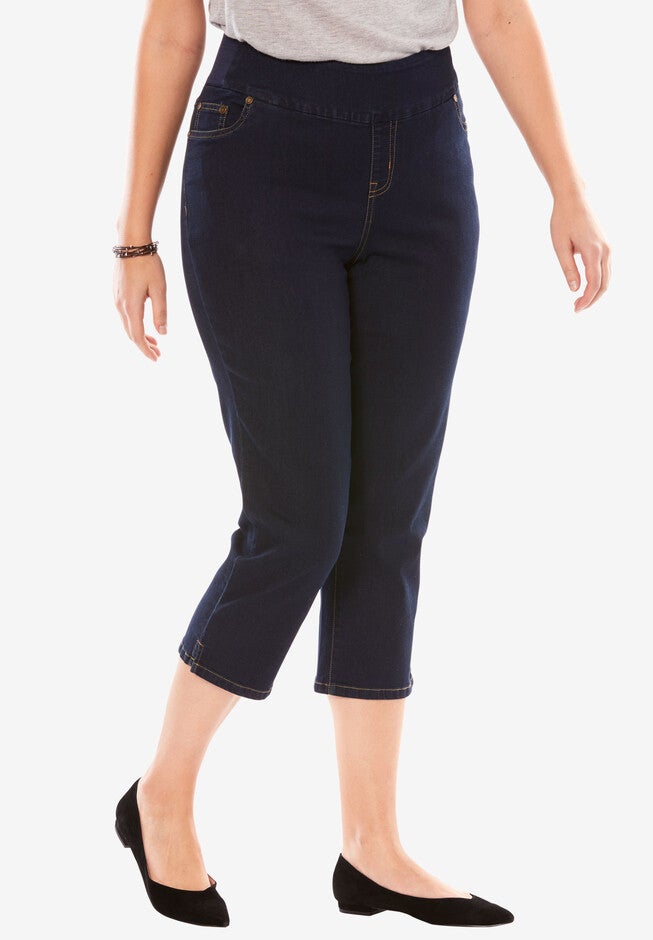 Smooth Waist Capri Jean, INDIGO, hi-res image number null