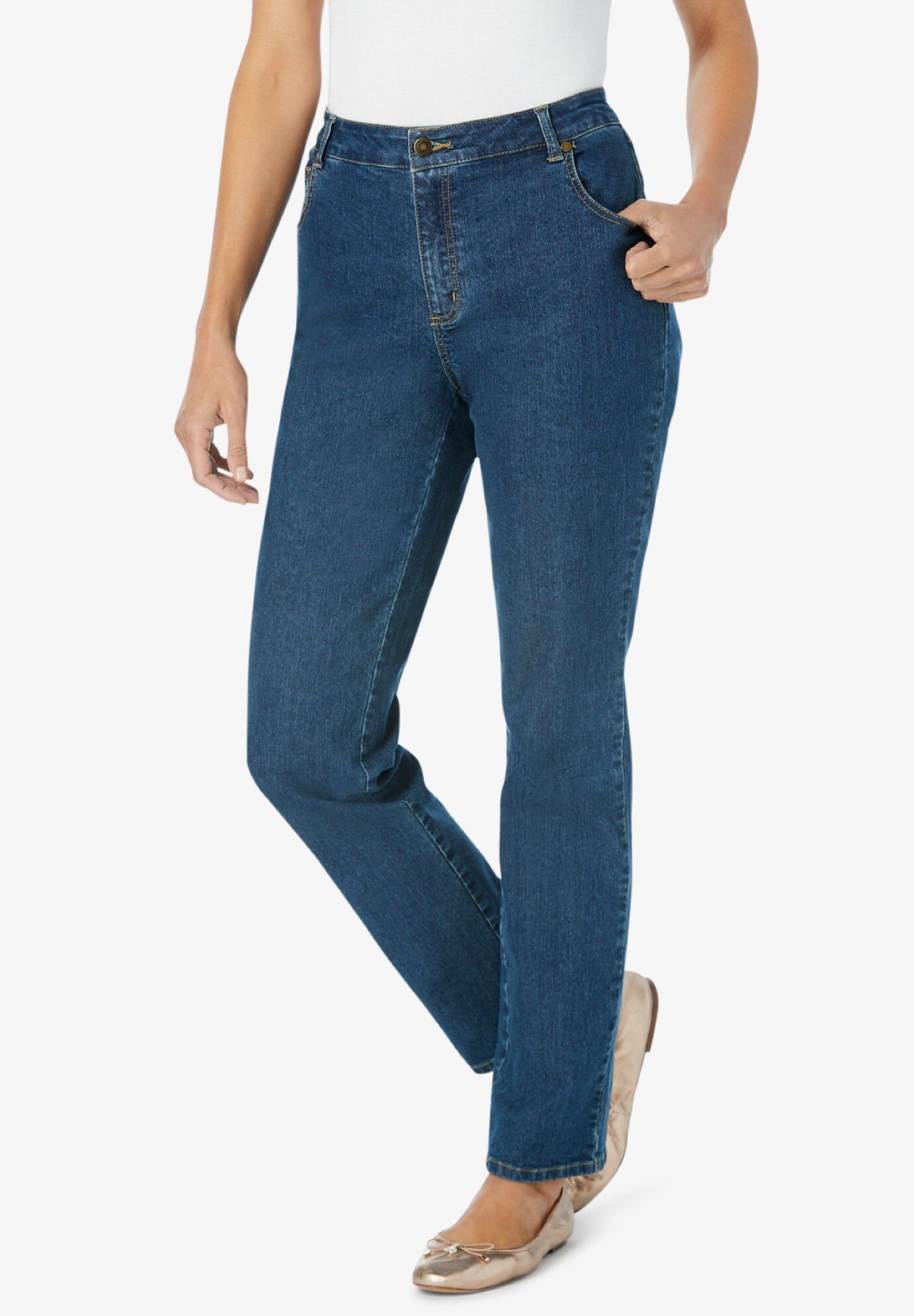 Straight-Leg Stretch Denim Five-Pocket Jeans