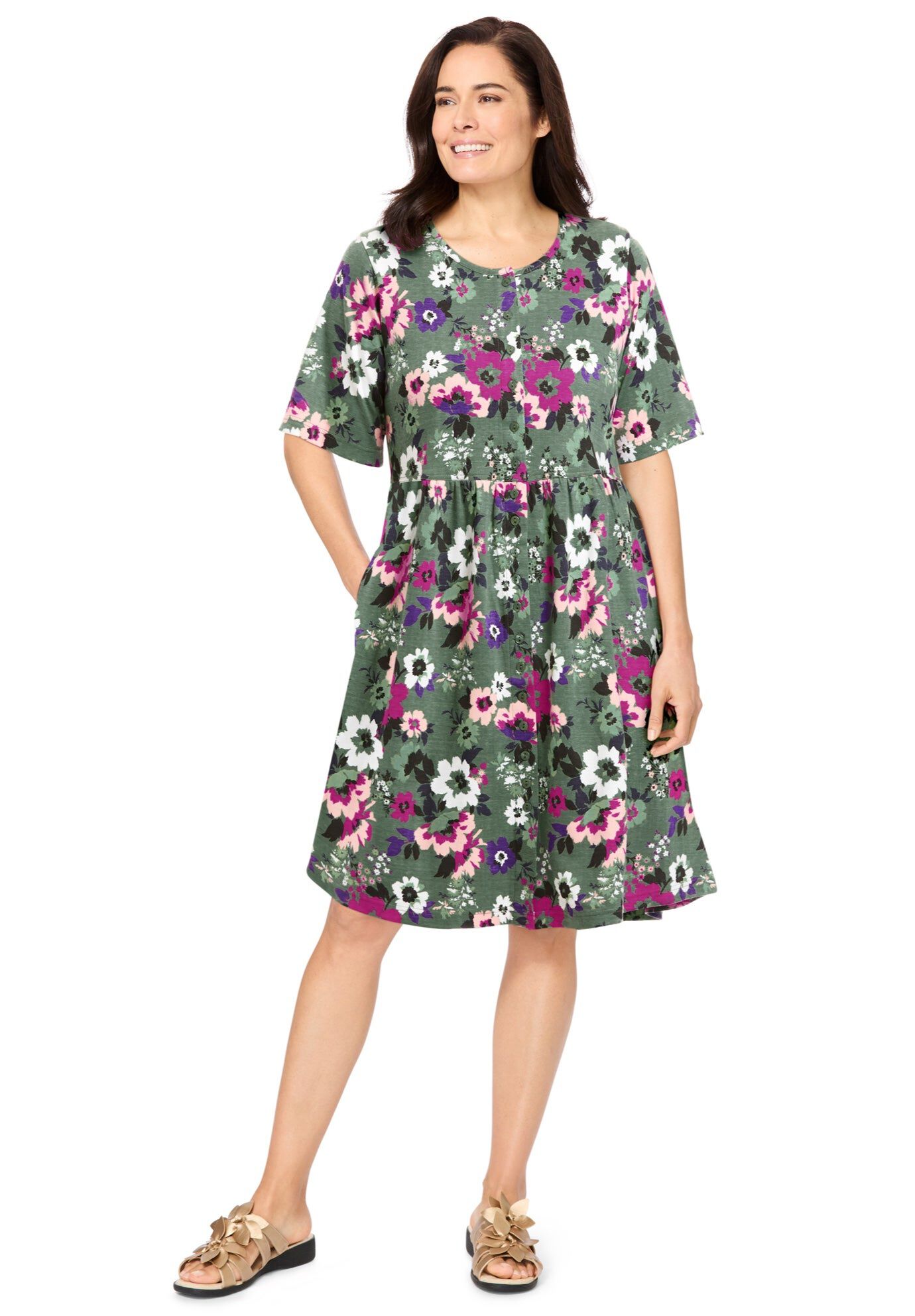 Button-Front Short Essential Dress