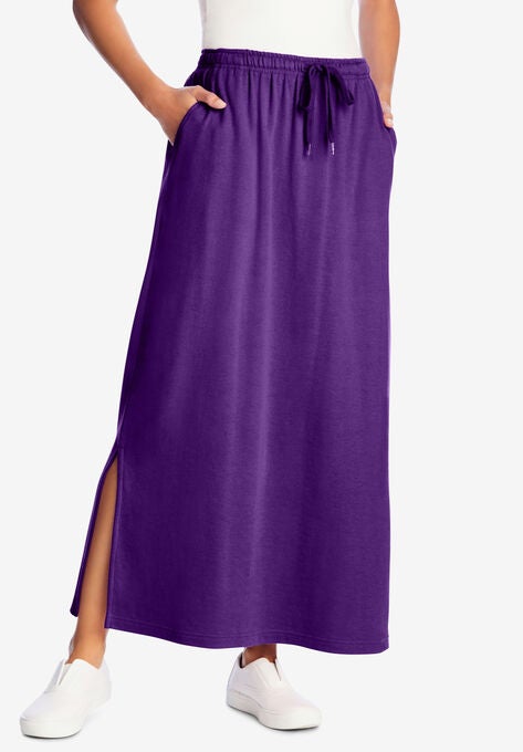 Sport Knit Side-Slit Skirt, PURPLE ORCHID, hi-res image number null