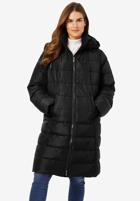 Hooded Puffer Coat, BLACK, hi-res image number null