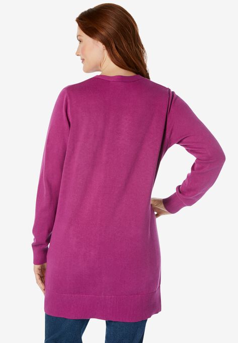 Longer-Length Cotton Cardigan, , on-hover image number null