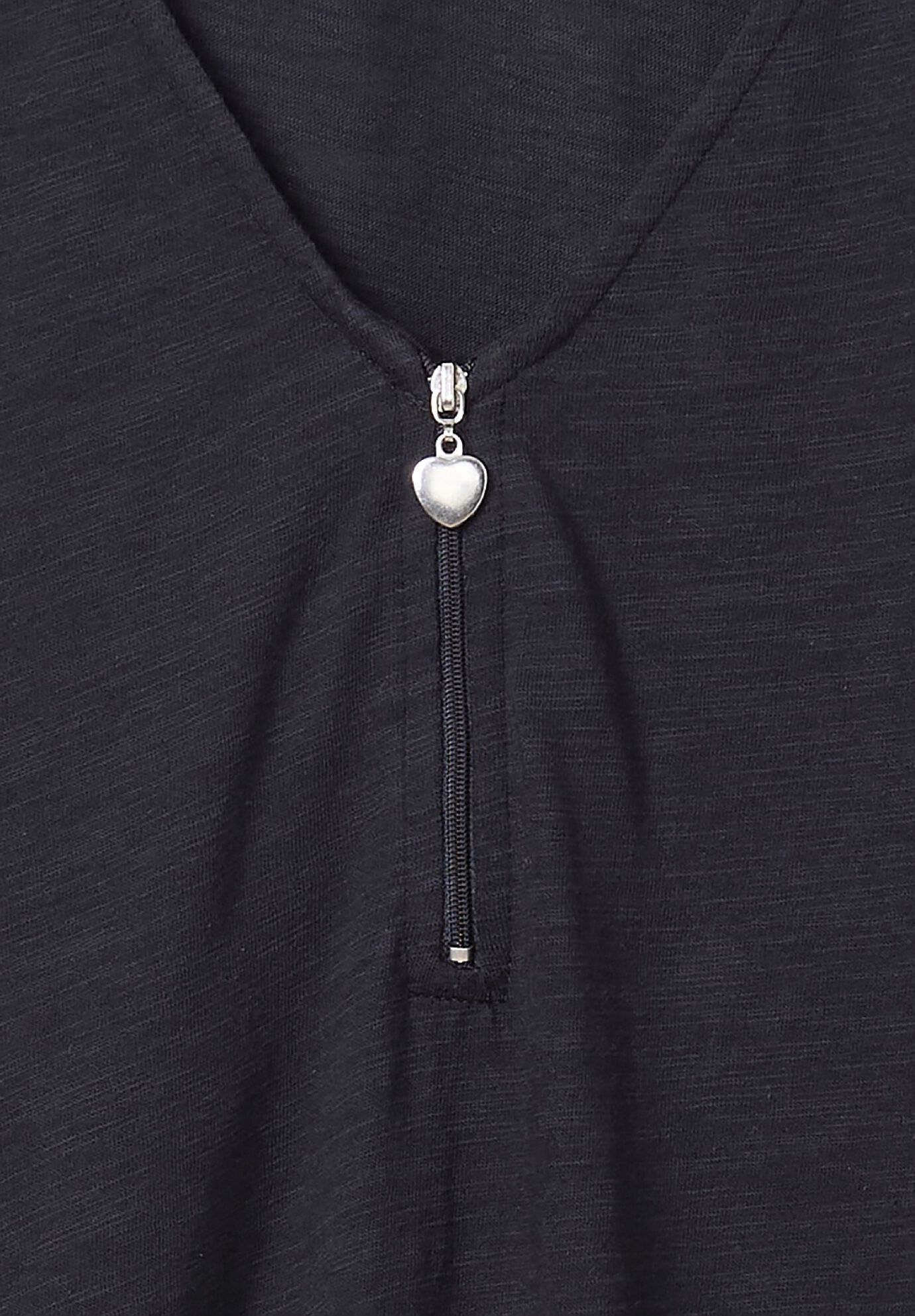 Three-Quarter Sleeve Zipper Tunic, BLACK, alternate image number 2