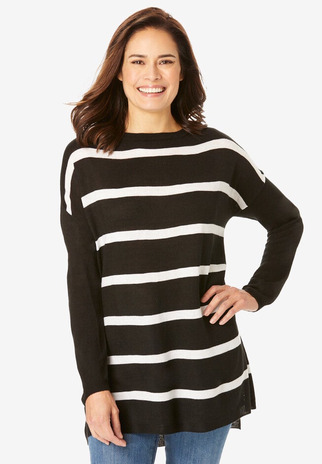 Striped Sweater, BLACK MARINE STRIPE, hi-res image number 0