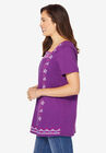 Embroidered Square Neck Tee, , alternate image number null