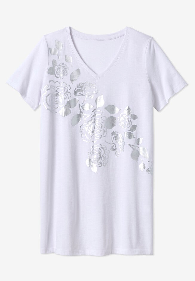 Short-Sleeve Foil Tunic, , alternate image number null