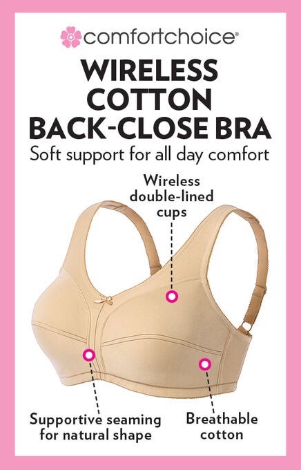 Cotton Back-Close Wireless Bra, , alternate image number null