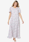 Long Floral Print Cotton Gown, WHITE MULTI BOUQUET, hi-res image number null