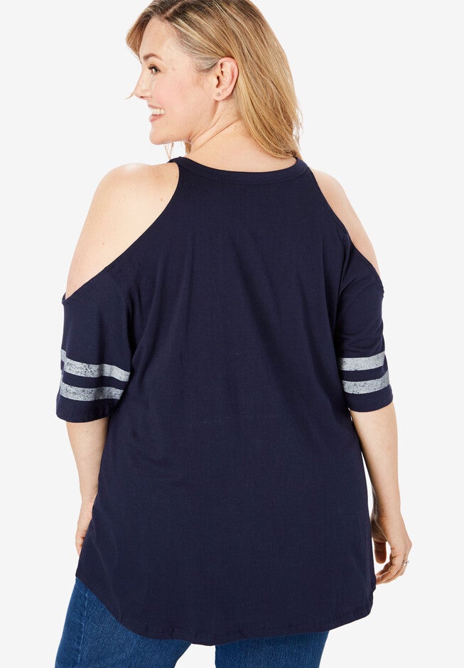 MLB Cold-Shoulder Logo Tee, , on-hover image number 1
