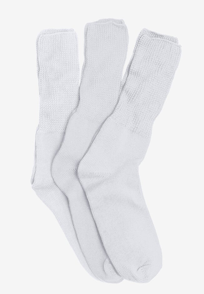 3-Pack Cotton Crew Socks , WHITE PACK, hi-res image number 0