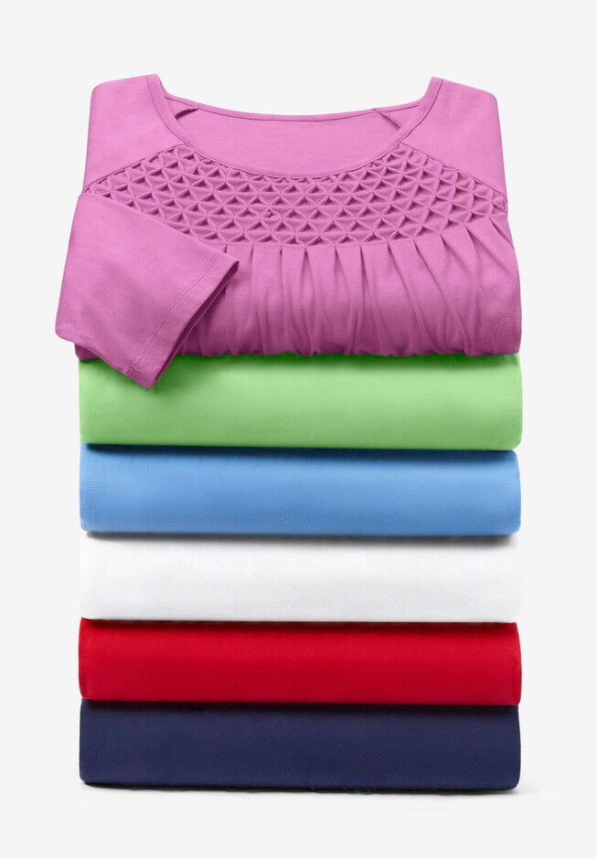 Three-Quarter Sleeve Smocked Tunic, , alternate image number null