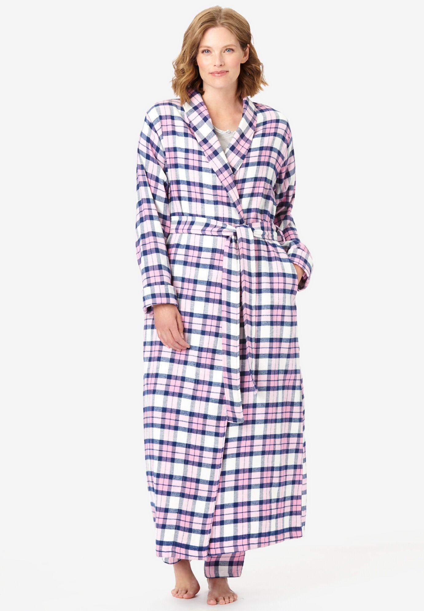 Long Flannel Robe , , alternate image number 3