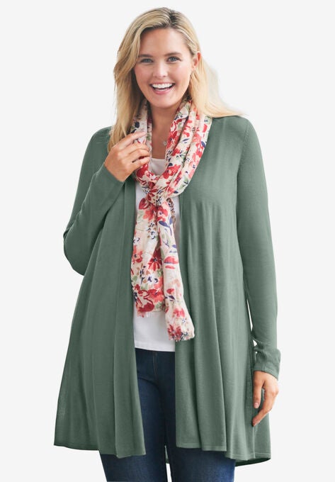 Lightweight Open Front Cardigan, PINE, hi-res image number null