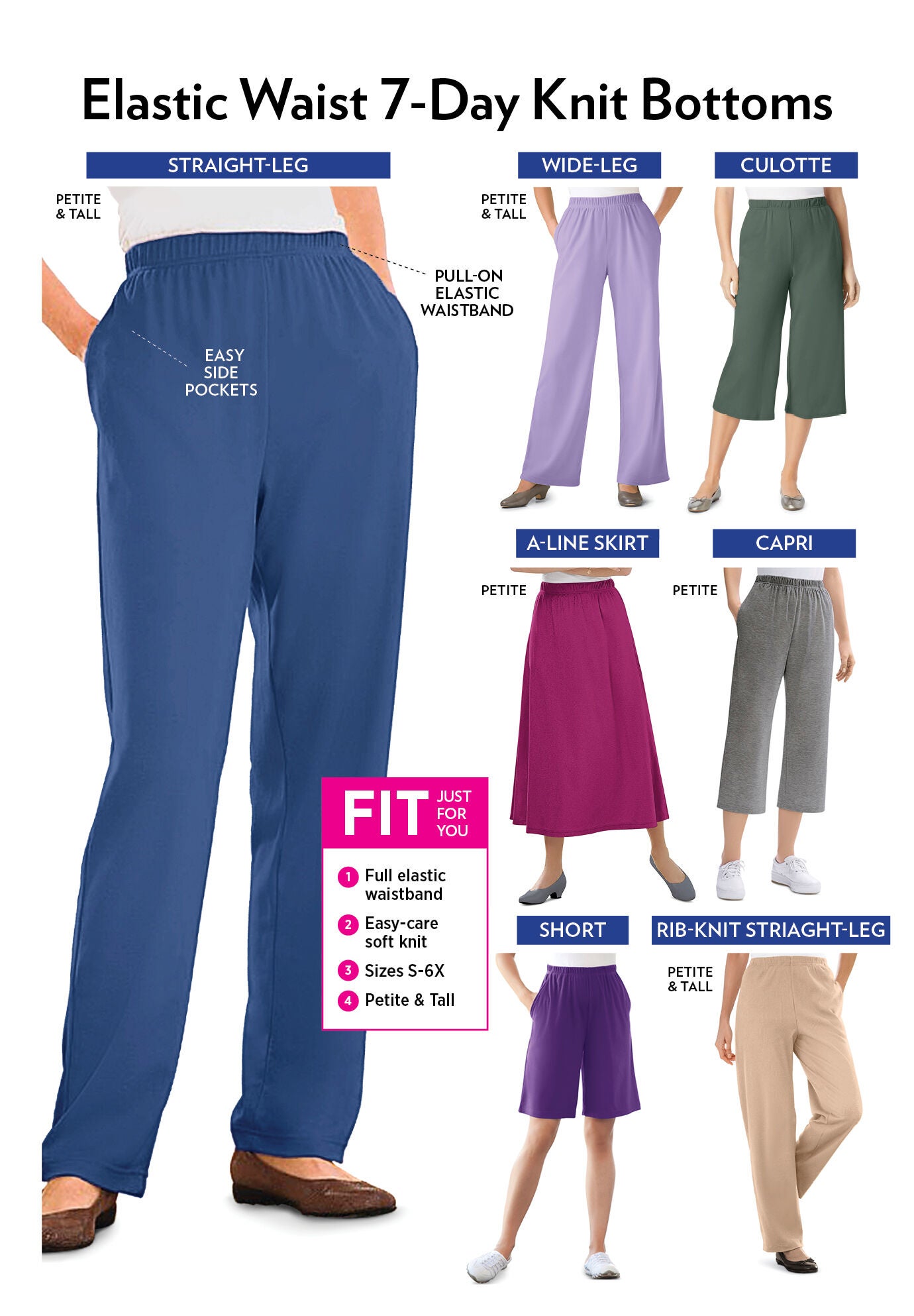 7-Day Knit Ribbed Straight-Leg Pull-On Pants, , alternate image number 4
