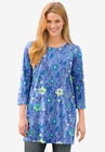 Perfect Printed Three-Quarter-Sleeve Scoop-Neck Tunic, , alternate image number null