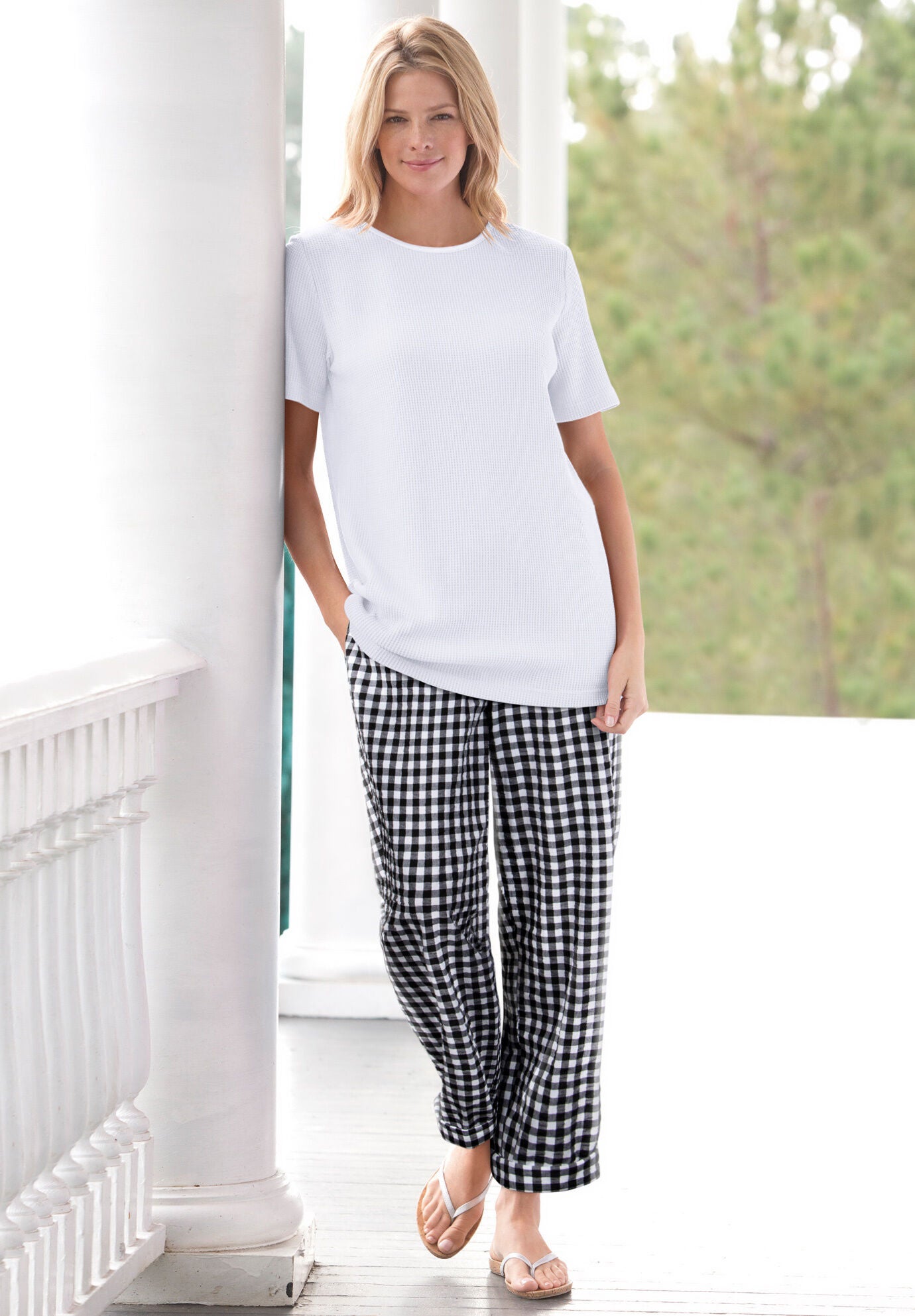 Seersucker Pull-on Elastic-Waist Pants, , alternate image number 5