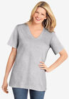 Perfect Short-Sleeve V-Neck Tee, HEATHER GREY, hi-res image number null