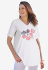 Cuffed Americana Print Tee, AMERICANA FLOWER, hi-res image number null