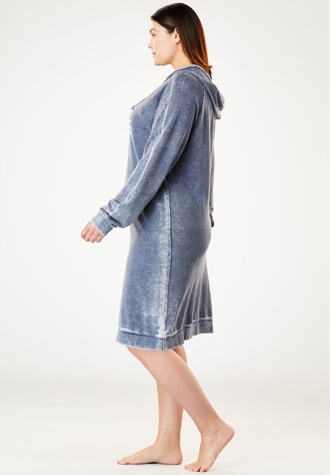 Burnout French Terry Graphic Hooded Lounger by Dreams & Co.®, , alternate image number null
