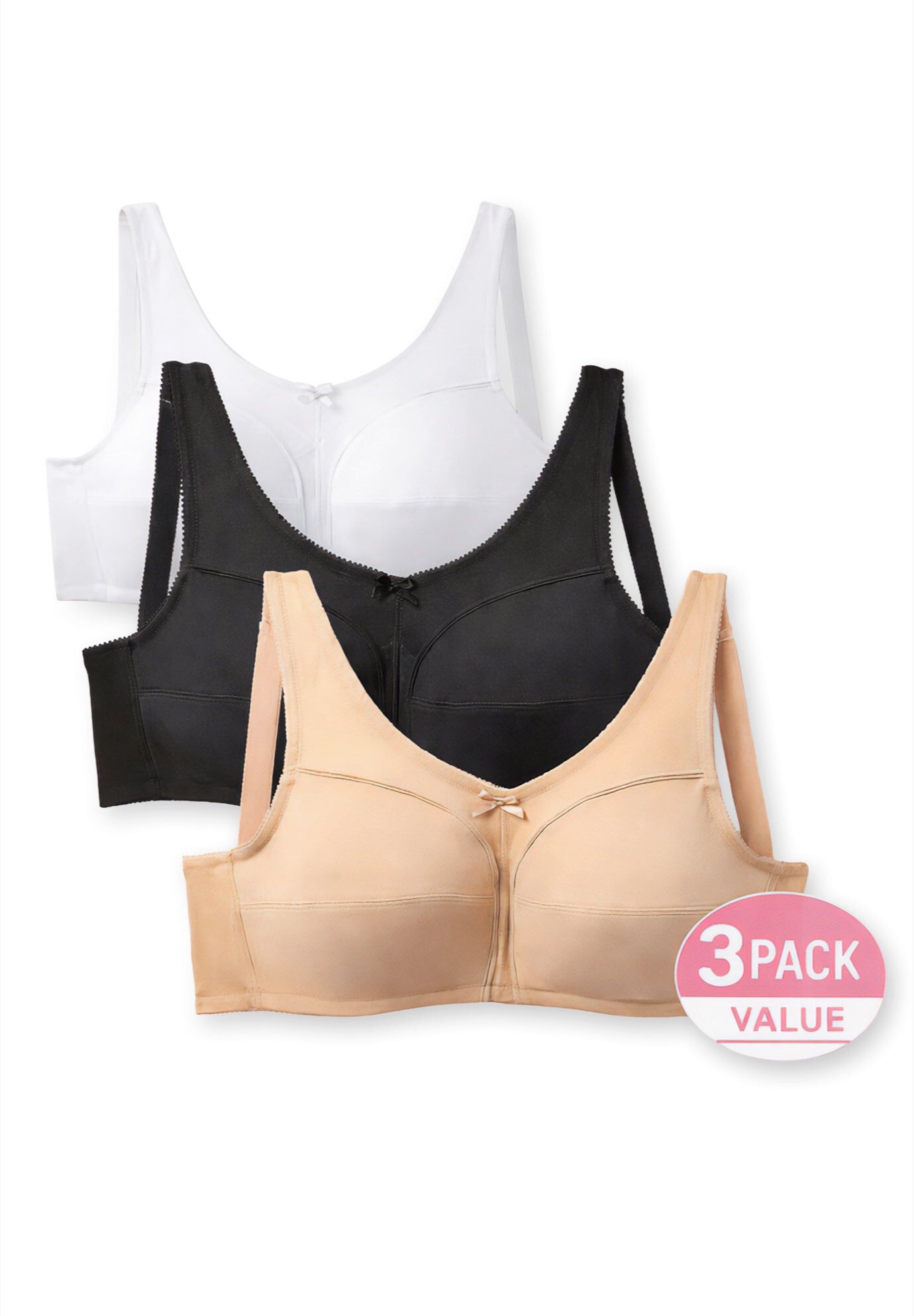 3-Pack Cotton Wireless Bra, BASIC ASSORTED, hi-res image number 0