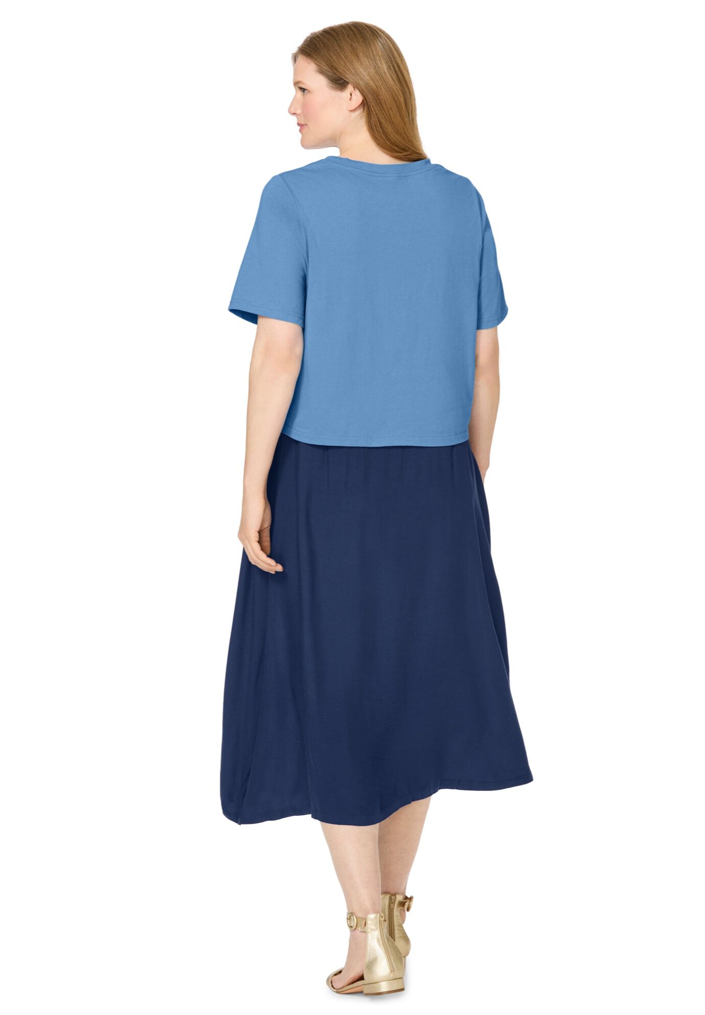 Two-fer Tee Dress, BLUE COAST NAVY, on-hover image number 1