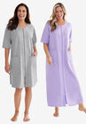 Short French Terry Zip-Front Robe, , alternate image number null