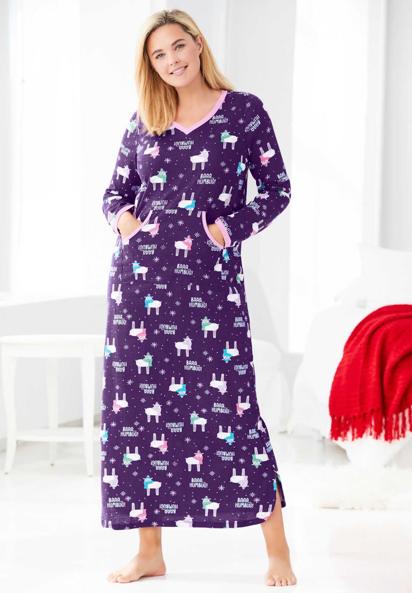 Long Printed Sleep Shirt , , alternate image number 5