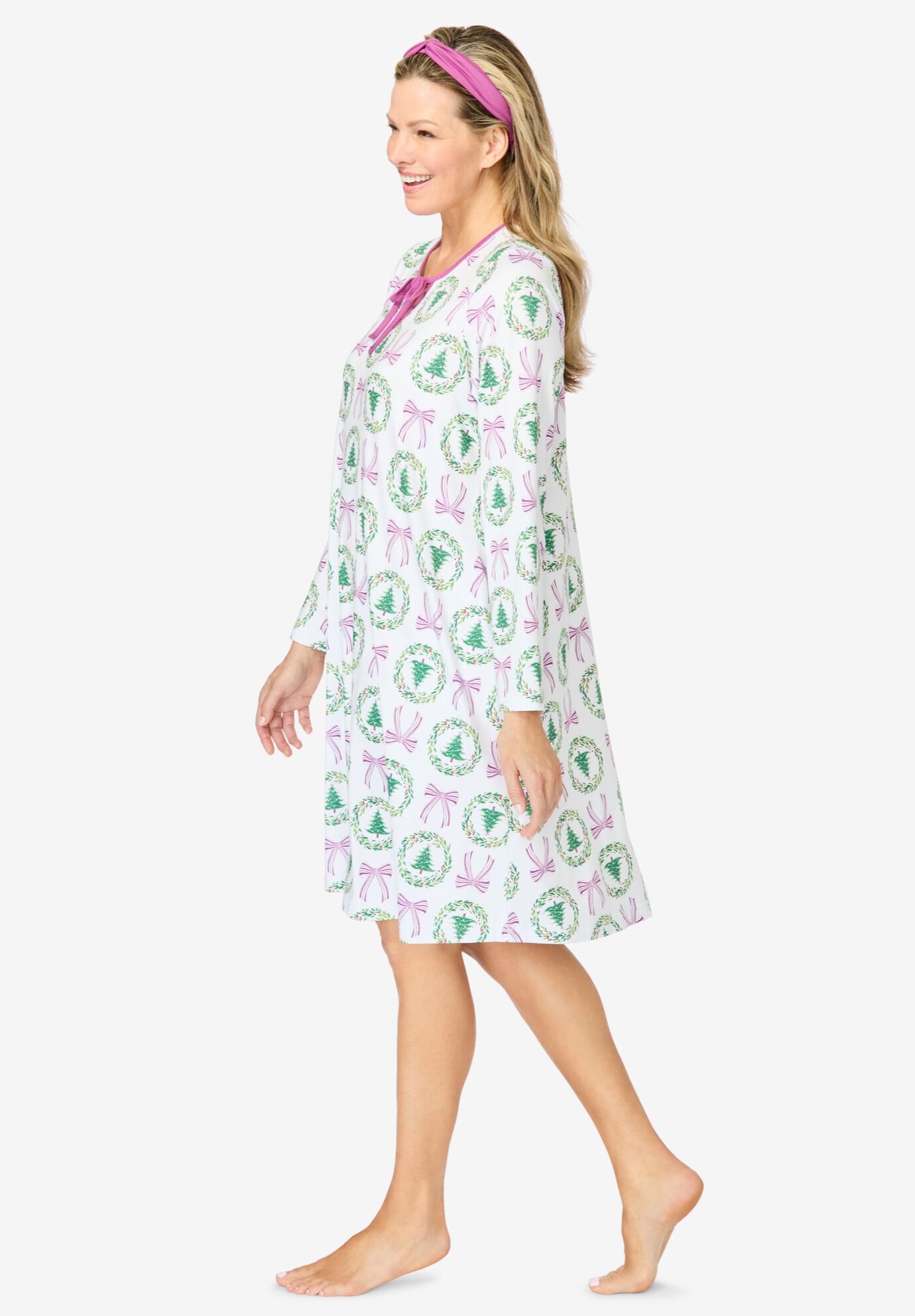 Dreams & Co.&reg; Keyhole Gown & Headband, WHITE HOLIDAY TILE, alternate image number 2