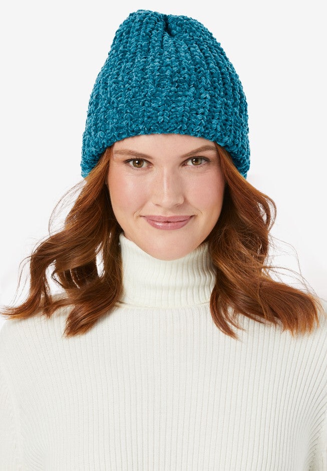 Chenille Winter Hat, DEEP TEAL, hi-res image number null