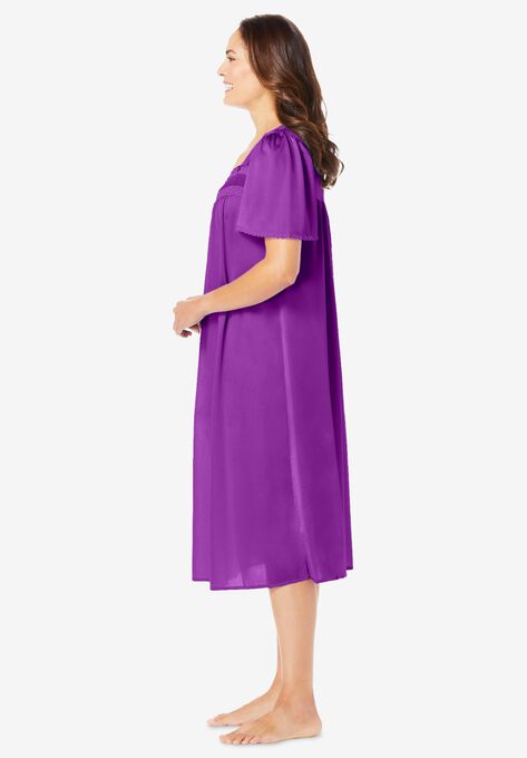 Short Silky Lace-Trim Gown , , alternate image number null