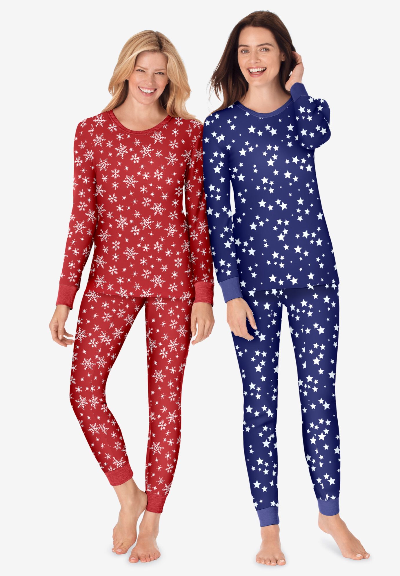 Thermal Crewneck Long-Sleeve Top, CLASSIC RED SNOW FALL, alternate image number 2