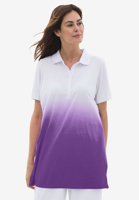 Dip-Dye Polo Tunic, PURPLE ORCHID OMBRE, hi-res image number null