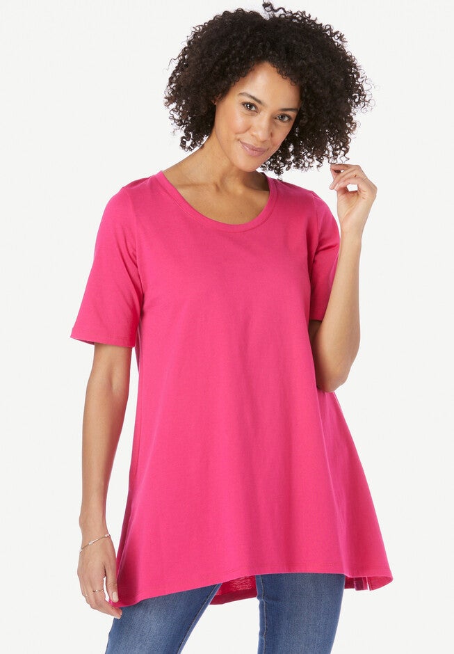 High-Low Hem Tunic, RASPBERRY SORBET, hi-res image number 0