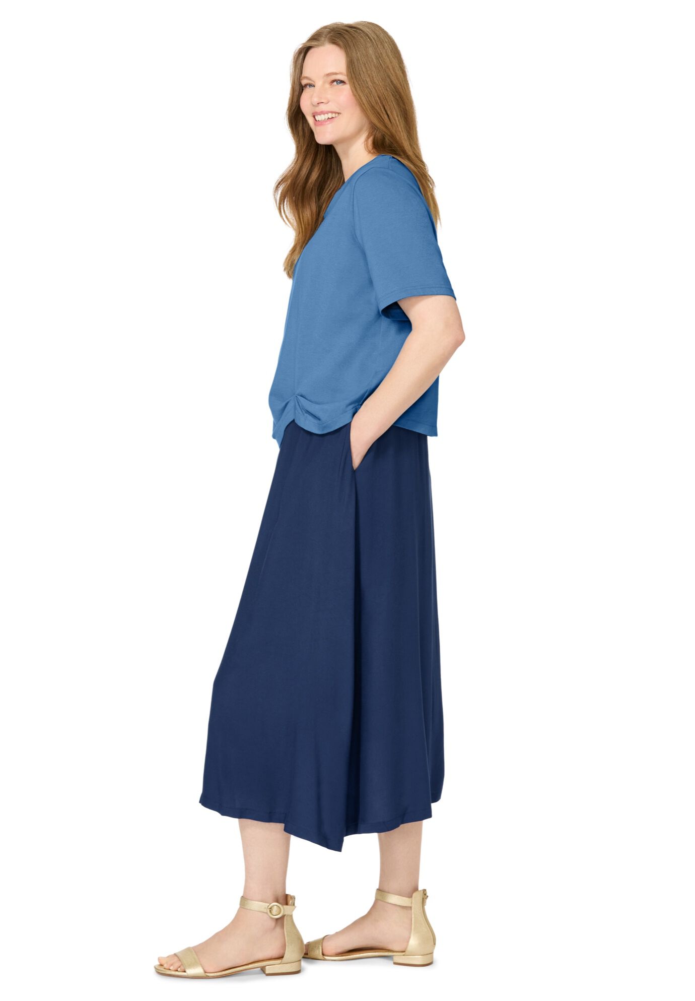 Two-fer Tee Dress, BLUE COAST NAVY, alternate image number 2