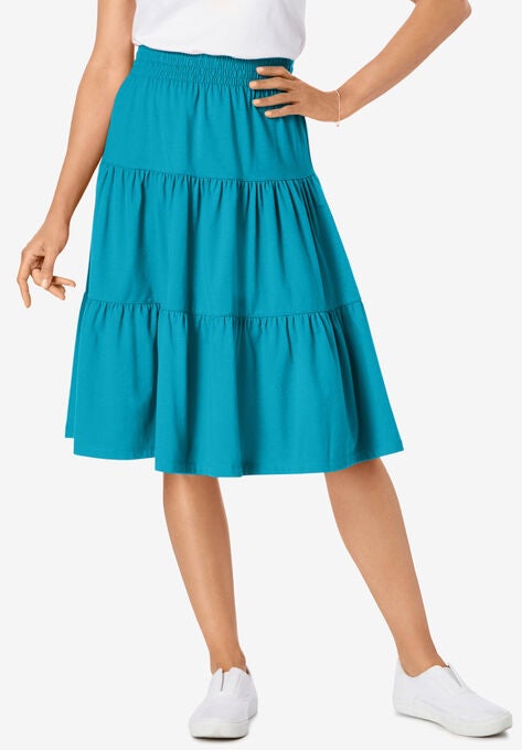 Jersey Knit Tiered Skirt, , hi-res image number null