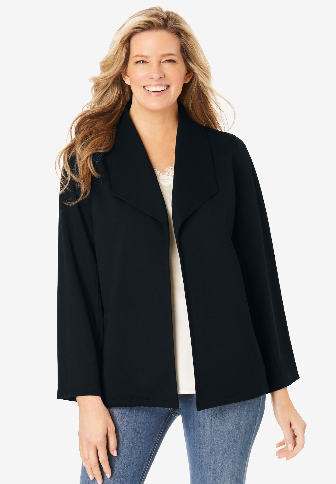 Open-Front Blazer, BLACK, hi-res image number 0