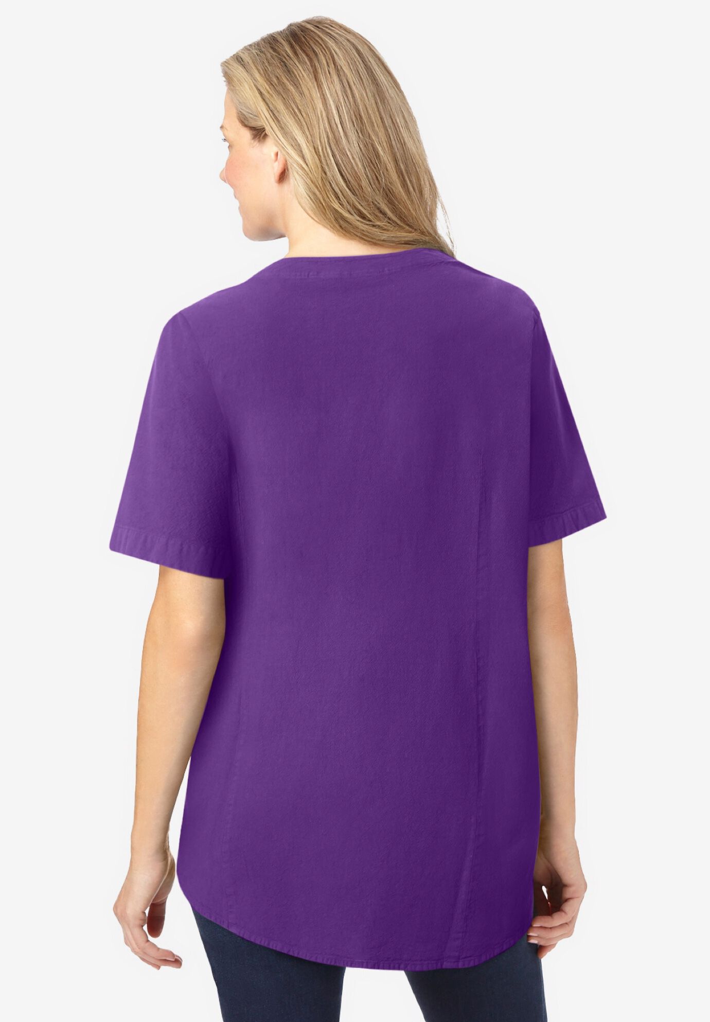 Short-Sleeve Crinkle Shirt, PURPLE ORCHID, alternate image number 2