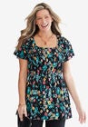 Empire Waist Tunic, BLACK PRETTY FLOWERS, hi-res image number null