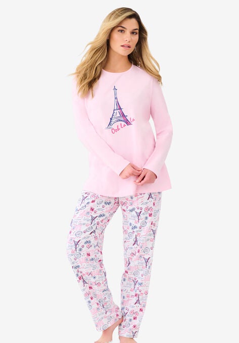 Long Sleeve Knit PJ Set , RASPBERRY SORBET PARIS, hi-res image number null