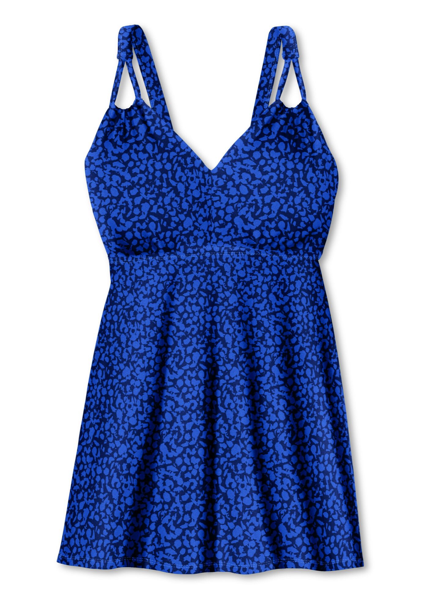Loop Strap Two-Piece Swim Dress, BLUE ABSTRACT, alternate image number 3