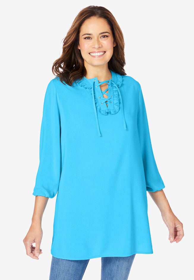 Lace Up Tunic, PARADISE BLUE, hi-res image number null