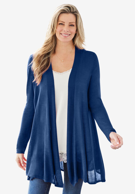 Lightweight Open Front Cardigan, EVENING BLUE, hi-res image number null
