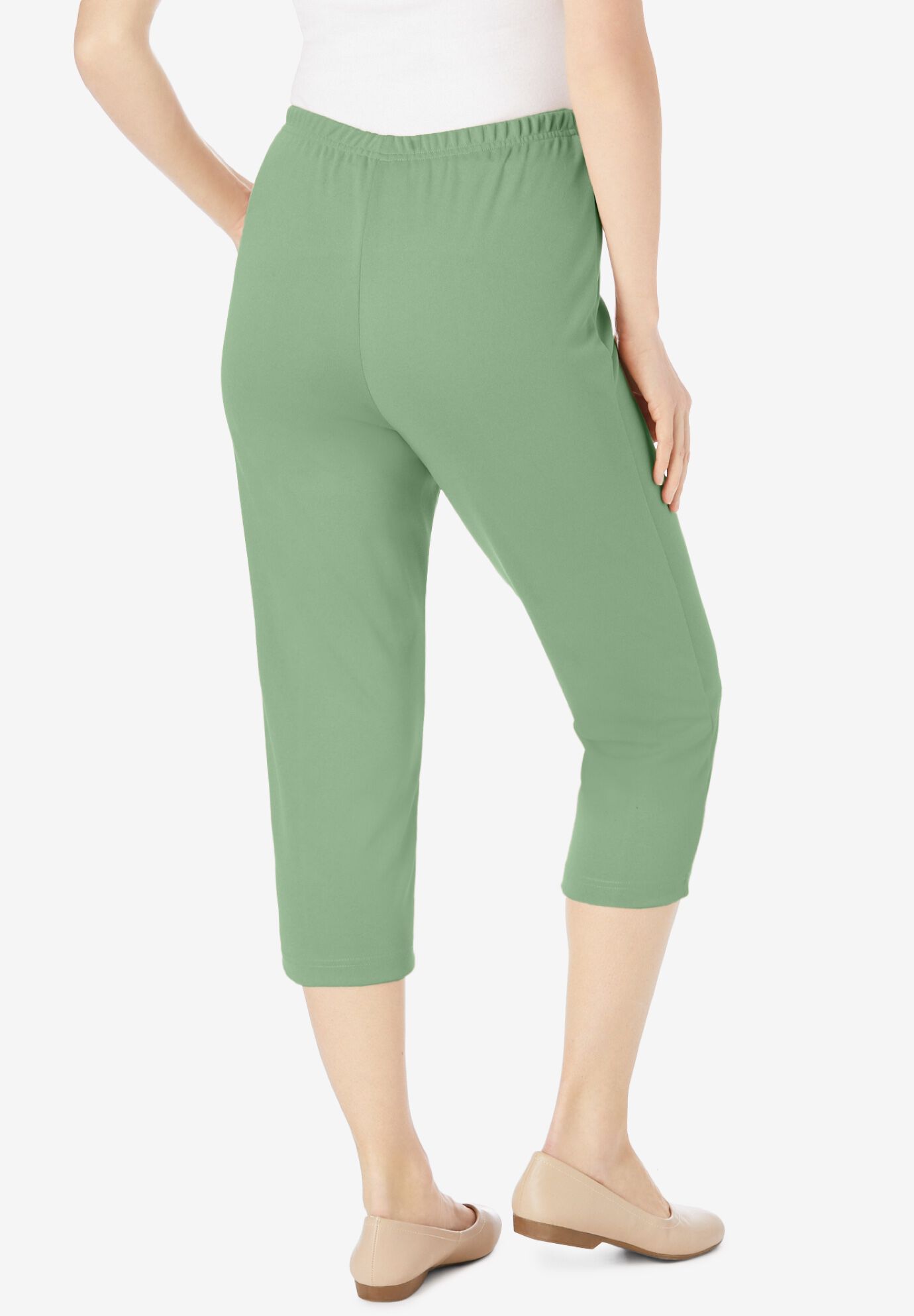 The Hassle-Free Soft Knit Capri, SAGE, on-hover image number 1