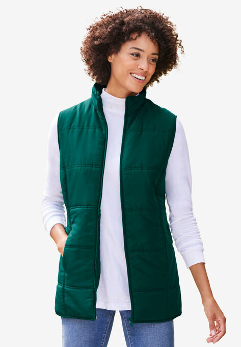 Quilted Vest, EMERALD GREEN, hi-res image number null