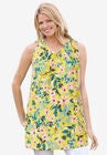 Perfect Printed Sleeveless Shirred V-Neck Tunic, , alternate image number null
