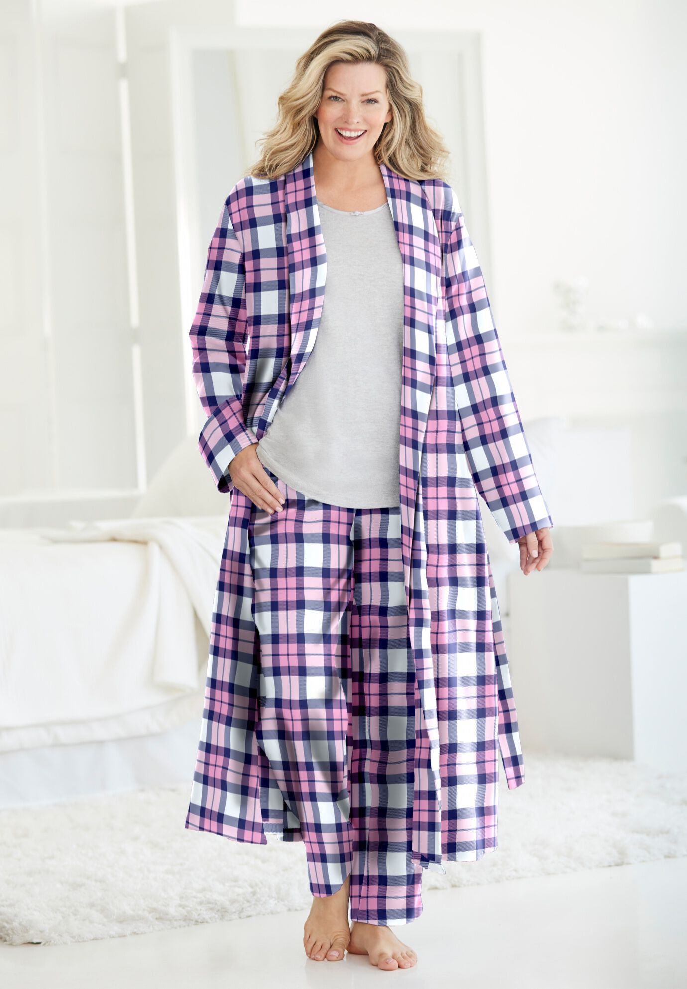 Long Flannel Robe , , alternate image number 2