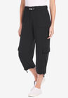 Pull-On Knit Cargo Capri, BLACK, hi-res image number null